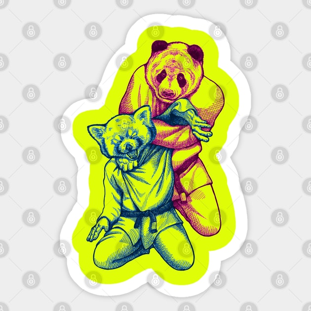 Martial Arts - Way of Life #4 - Panda vs Red Panda - jiu jitsu, bjj, judo submission Sticker by undersideland